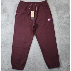 Nike ACG Lungs Joggers Mens L Burgundy Fleece Therma Fit Drawstring Zip Pockets